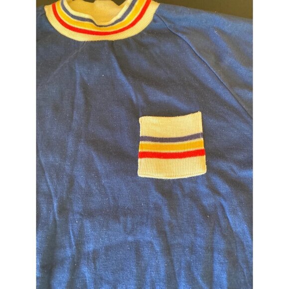 Vintage 1980's Rob Roy Boys Blue Elastic Striped Collar Cuff Size 14 - Picture 2 of 6